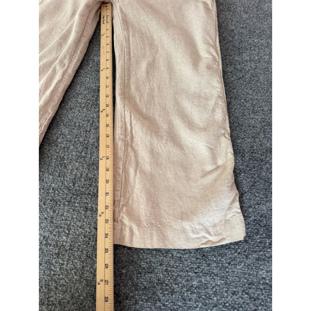 Jason Wu Tan Wide Leg Cropped Pants High Waist Linen Braided Detail Casual SZ 6 - Picture 12 of 16